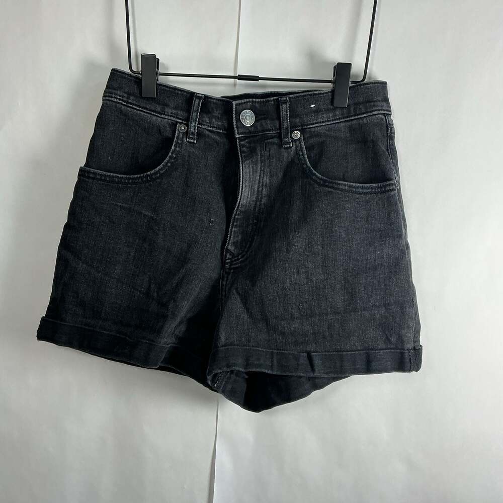 Express Mom Shorts Shortie Super High Rise Black Denim Shorts Size 4